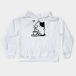 Drinking cat Kids Hoodie